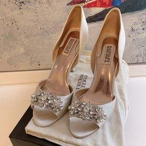 Badgley Mischka Satin D’Orsay Pump Wedding shoes.